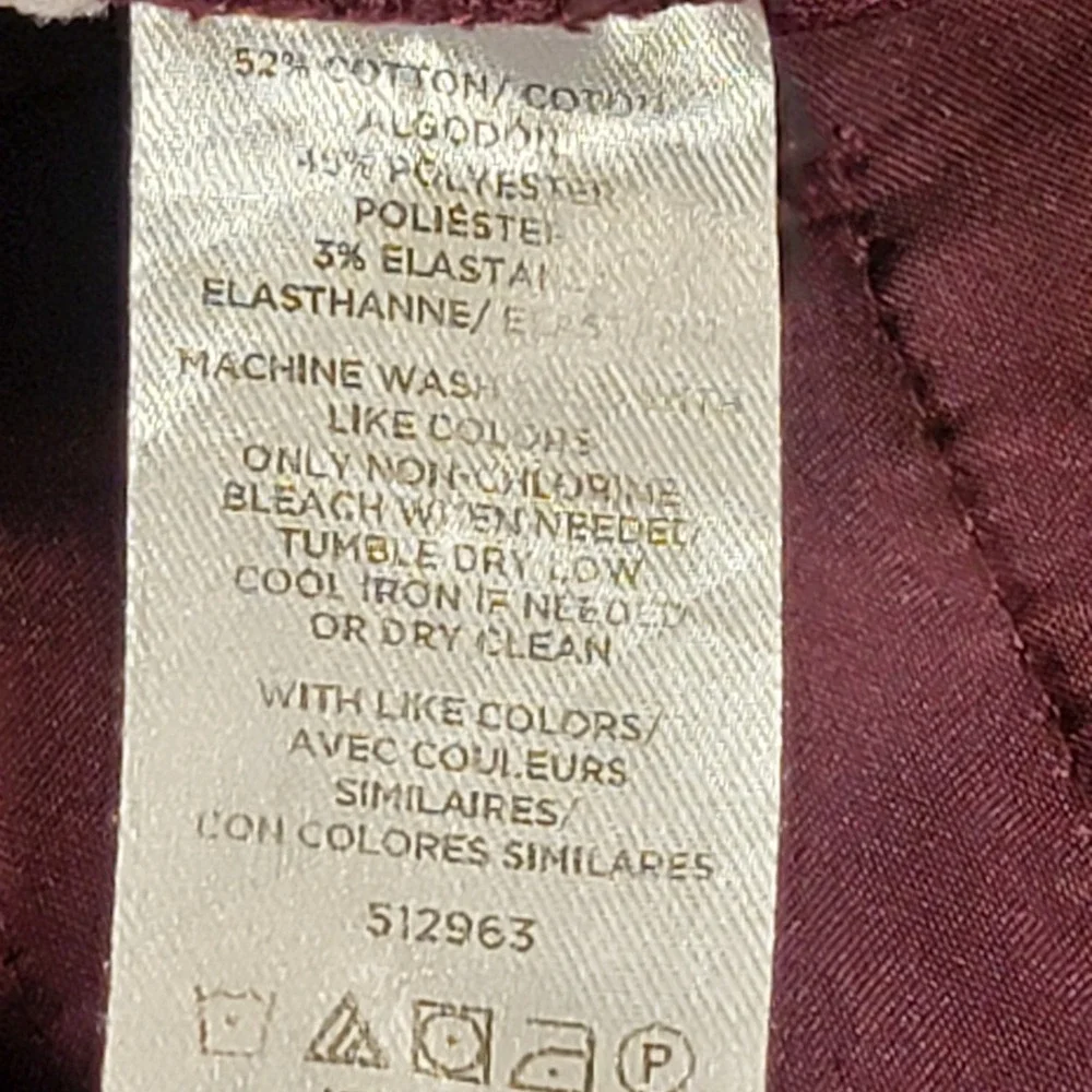 LOFT Curvy Skinny Dress Pants Burgundy Mid Rise Ankle Career Stretch Women's 0